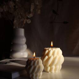 Decorative Candle, Swirl Rope Round Rainbow Arch Aesthetic Candles, Minimalist Home Decor - thumbnail 3