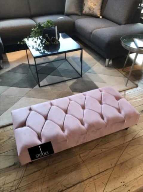 Handmade Pink Velvet Chesterfield Ottoman - UK Made - image 1