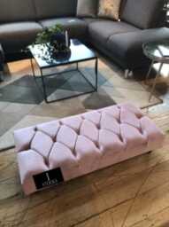 Handmade Pink Velvet Chesterfield Ottoman - UK Made - thumbnail 1