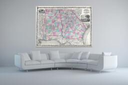 Antique Georgia & Alabama Map Print 1862 Johnson & Ward - thumbnail 1