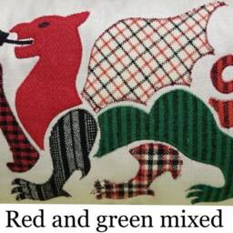 Traditional Welsh Wool Fabric - Dragon Cushion, St Davids Day - Handmade Souvenir From Wales David's Gift - thumbnail 3