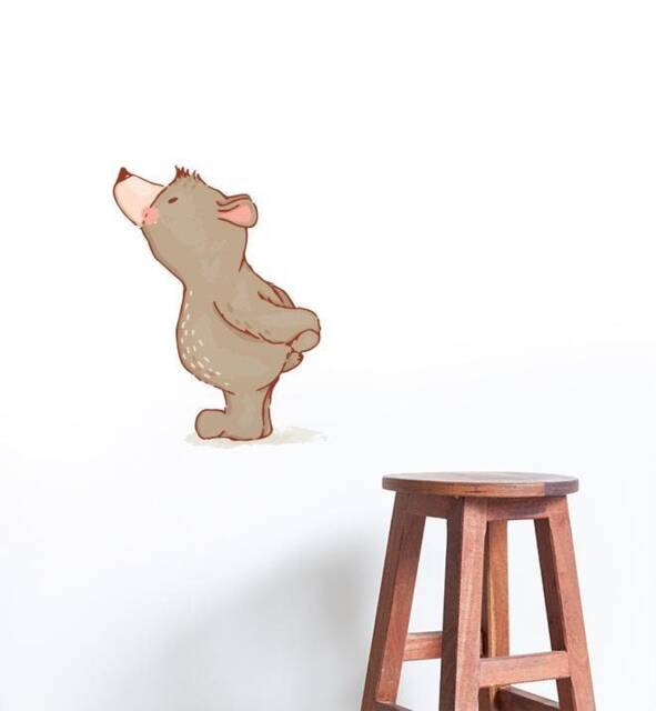 Curious Small Bear Wall Sticker Decal - Kids Stickers, Animals Childrens Decals, Art, Room, Girl, Boy