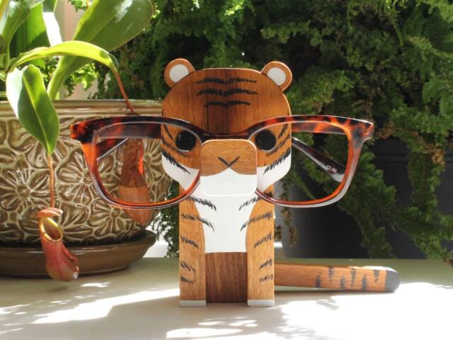 Wood Tiger Figure Eyeglass Stand/Glasses Holder - image 1