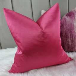 Duchess Cherise Pink Luxury Satin Cushion Cover Bold Fabric, Textured Ribbed Modern Sofa Bed Pillow Plain Accent Cushion - thumbnail 3