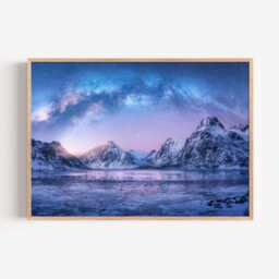 Lofoten Norway Print, Milky Way Photography Wall Art, Nordic Mountain Decor - thumbnail 2