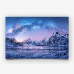 Lofoten Norway Print, Milky Way Photography Wall Art, Nordic Mountain Decor - thumbnail 3