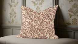 William Morris Bough Rose Cushion, Handmade Pillow, Decorative Scatter Arts & Crafts Sofa Cushion - thumbnail 1