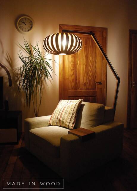 Handmade Mahogany Veneer Floor Lamp, Modern Wood Arch Lamp - image 1