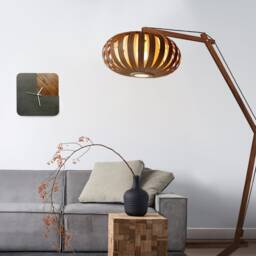 Handmade Mahogany Veneer Floor Lamp, Modern Wood Arch Lamp - thumbnail 2