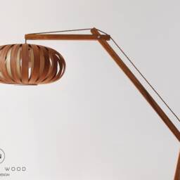 Handmade Mahogany Veneer Floor Lamp, Modern Wood Arch Lamp - thumbnail 3