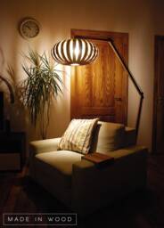Handmade Mahogany Veneer Floor Lamp, Modern Wood Arch Lamp - thumbnail 1