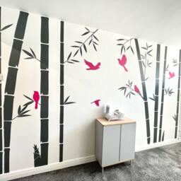 Bamboo Forest Kids Wall Stickers With Birds, Stalk Tree Decals, Nursery Decor - thumbnail 1