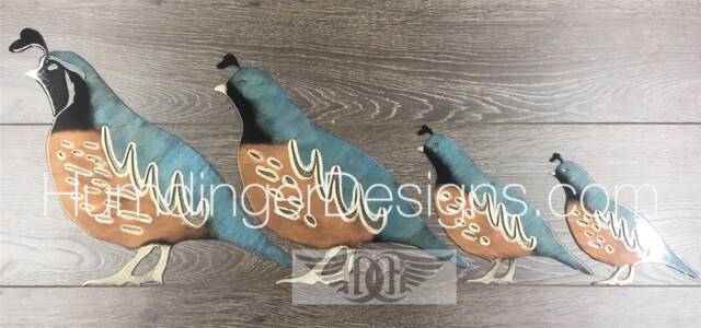 Hand Painted Aluminum Quail Family Metal Wall Decor - image 1