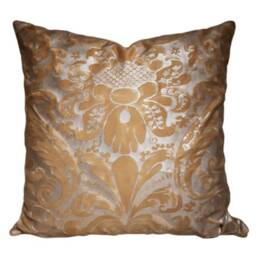 Throw Pillow Cushion Cover in Fortuny Fabric Deep Burgundy & Gold Caravaggio Pattern - Made Italy - thumbnail 4