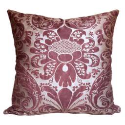 Throw Pillow Cushion Cover in Fortuny Fabric Deep Burgundy & Gold Caravaggio Pattern - Made Italy - thumbnail 1