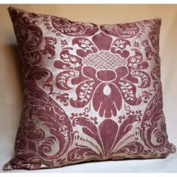 Throw Pillow Cushion Cover in Fortuny Fabric Deep Burgundy & Gold Caravaggio Pattern - Made Italy - thumbnail 2