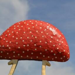 Red Mushroom Mirror, Decorative Wall Mirror, Handmade Paper Mache Mushroom Art, Shape Decor - thumbnail 3