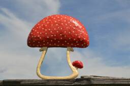 Red Mushroom Mirror, Decorative Wall Mirror, Handmade Paper Mache Mushroom Art, Shape Decor