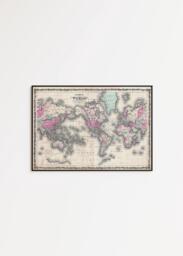 1862 World Map Print Vintage Style Wall Art - thumbnail 1