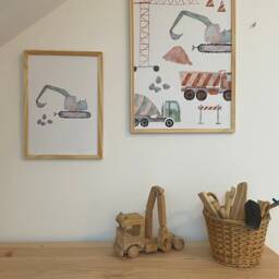Poster Construction Site A3 - Print Children's Poster Art Print Room Child Baby Illustration Vehicles Excavator -- Heart & Paper - thumbnail 2
