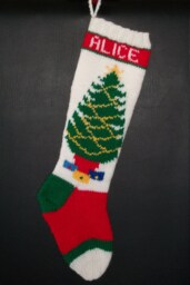 PDF Pattern Only Hand Knitted Christmas Tree With Garland Stocking - thumbnail 1