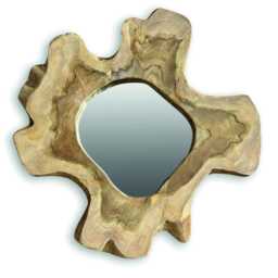 Medium Teak Tree Slice Round Wall Mirror 50cm - thumbnail 4