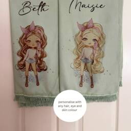 Personalized Character Beach Towel Custom Hair, Eye, Skin Color
