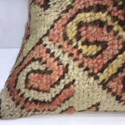 Vintage Turkish Kilim Pillow Cover, Handwoven Bohemian Accent - 16x16 - thumbnail 3