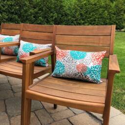 Outdoor Blooms Pacific Turquoise Salmon Orange Grey Cushion/Pillow Cover - Coussin/Couvre-Oreiller - thumbnail 4