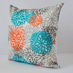 Outdoor Blooms Pacific Turquoise Salmon Orange Grey Cushion/Pillow Cover - Coussin/Couvre-Oreiller - thumbnail 2