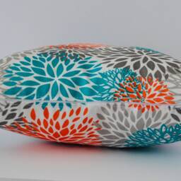 Outdoor Blooms Pacific Turquoise Salmon Orange Grey Cushion/Pillow Cover - Coussin/Couvre-Oreiller - thumbnail 3