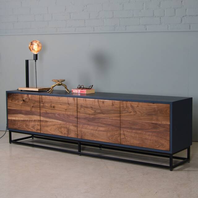 Handleless Walnut Media Unit - Walnut Tv Stand Sideboard Koda - image 1