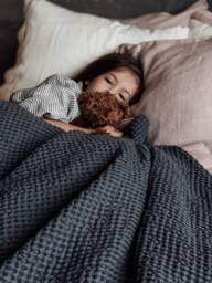 Cozy Waffle Linen Blanket in Iron Grey. Linen/Cotton Organic Throw - thumbnail 1