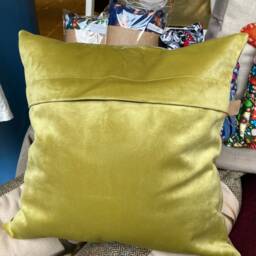 Handmade Green Bee Velvet Cushion Cover - thumbnail 3