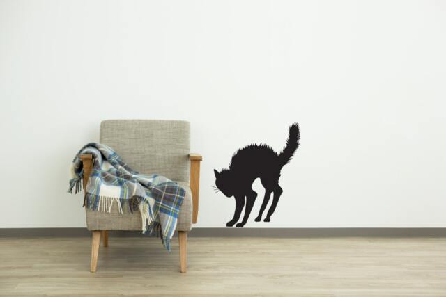Angry Arched Halloween Black Cat - Wall Decal Custom Vinyl Art Stickers - image 1