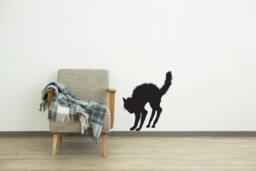 Angry Arched Halloween Black Cat - Wall Decal Custom Vinyl Art Stickers - thumbnail 1