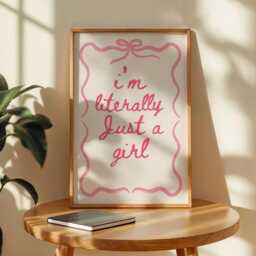 I'm Literally Just A Girl Wall Print, Coquette Girly Art, Pink Decor, Aesthetic Bows, Trendy Bedroom Poster - thumbnail 3