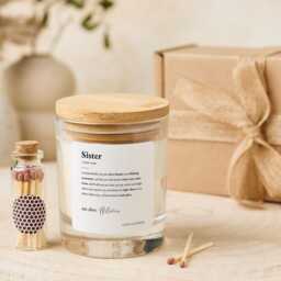 Personalised Sister Candle Gift With Definition Text Thoughtful Custom Keepsake For Birthday Christmas Present Her Little Sis Big - thumbnail 1