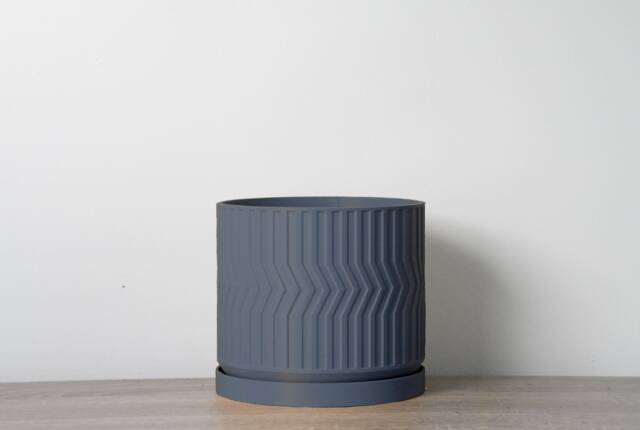 "Sedona Planter With Drainage & Saucer in Stone Blue, Unique 3D-Printed Plant Pot, Small To Large Sizes 4"" 5"" 6"" 7"" 8" - image 1