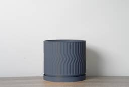 "Sedona Planter With Drainage & Saucer in Stone Blue, Unique 3D-Printed Plant Pot, Small To Large Sizes 4"" 5"" 6"" 7"" 8" - thumbnail 1