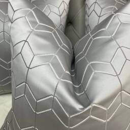 Decorative Silver Cushion Cover, Geometric Design Throw Pillow Cover For Sofa Or Bed, Modern Home Decor - New Gift Idea Filmore - thumbnail 3