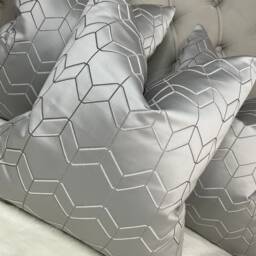 Decorative Silver Cushion Cover, Geometric Design Throw Pillow Cover For Sofa Or Bed, Modern Home Decor - New Gift Idea Filmore - thumbnail 2