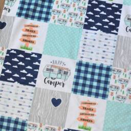 Personalized Baby Blanket Camper-Personalized Happy Camper Blanket-Happy Minky Blanket-Camp[Er Boy Girl Nursery - thumbnail 3