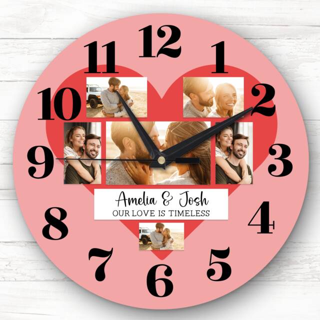 Love Is Timeless Photos Valentine's Day Gift Anniversary Personalised Clock - image 1