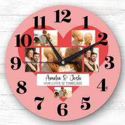 Love Is Timeless Photos Valentine's Day Gift Anniversary Personalised Clock - thumbnail 1