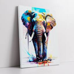 Elephant Animal Abstract Oil Painting Colourful Paint Splatter Style Wall Art Framed Canvas Poster Print, Home/Office Room Decor Gifts - thumbnail 2