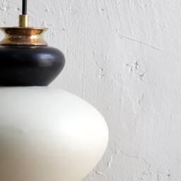 Hanging Black & White Ceramic Lamp, Handmade Lampshade Design, Unique Light Fixture Gift - thumbnail 2