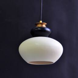 Hanging Black & White Ceramic Lamp, Handmade Lampshade Design, Unique Light Fixture Gift - thumbnail 4