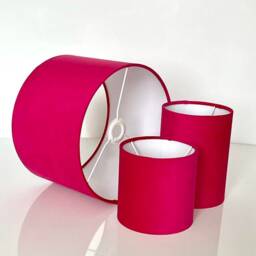 New High Quality Upholstery Velvet Fabric Lamp Shade Pendant Light Drum Shape Hot Pink - thumbnail 2
