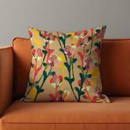 Abstract Floral Cushion Cover, Colorful Modern Botanical Pillow Case, Flower Throw Bold Home Decor - thumbnail 1